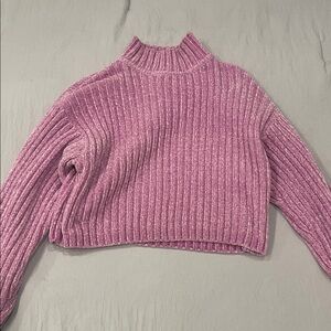 H&M Pink Ribbed Mock Neck Sweater